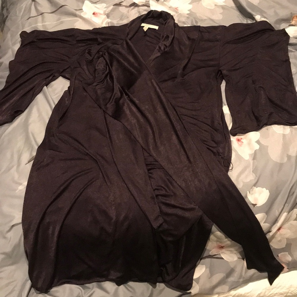 BCBG MAXAZRIA Runway Twisted Waist Plumberry Combo Draped Silk Dress - Picture 7 of 12